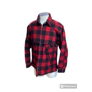 Johnson Wool Vintage Hunting Jacket Men's Large Red Black Full Zip Flannel Outdo